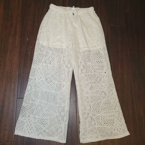 Universal Fashion Cream See Through Knit Pants sz XL